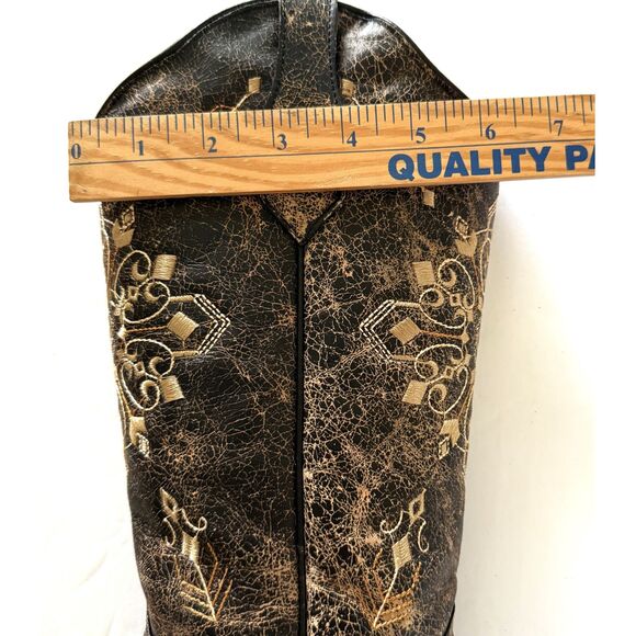 Circle G Marietta Brown Distressed Leather Embroidered Cowboy Snip Boot Sz 8.5 M - Picture 10 of 11